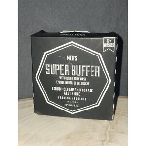 SPONGELLE Men's Super Buffer w/ Built In Body Wash VERBENA ABSOLUTE~NEW/SEALED